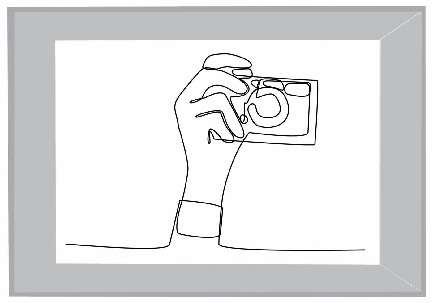 continuous line of hands holding camera vector