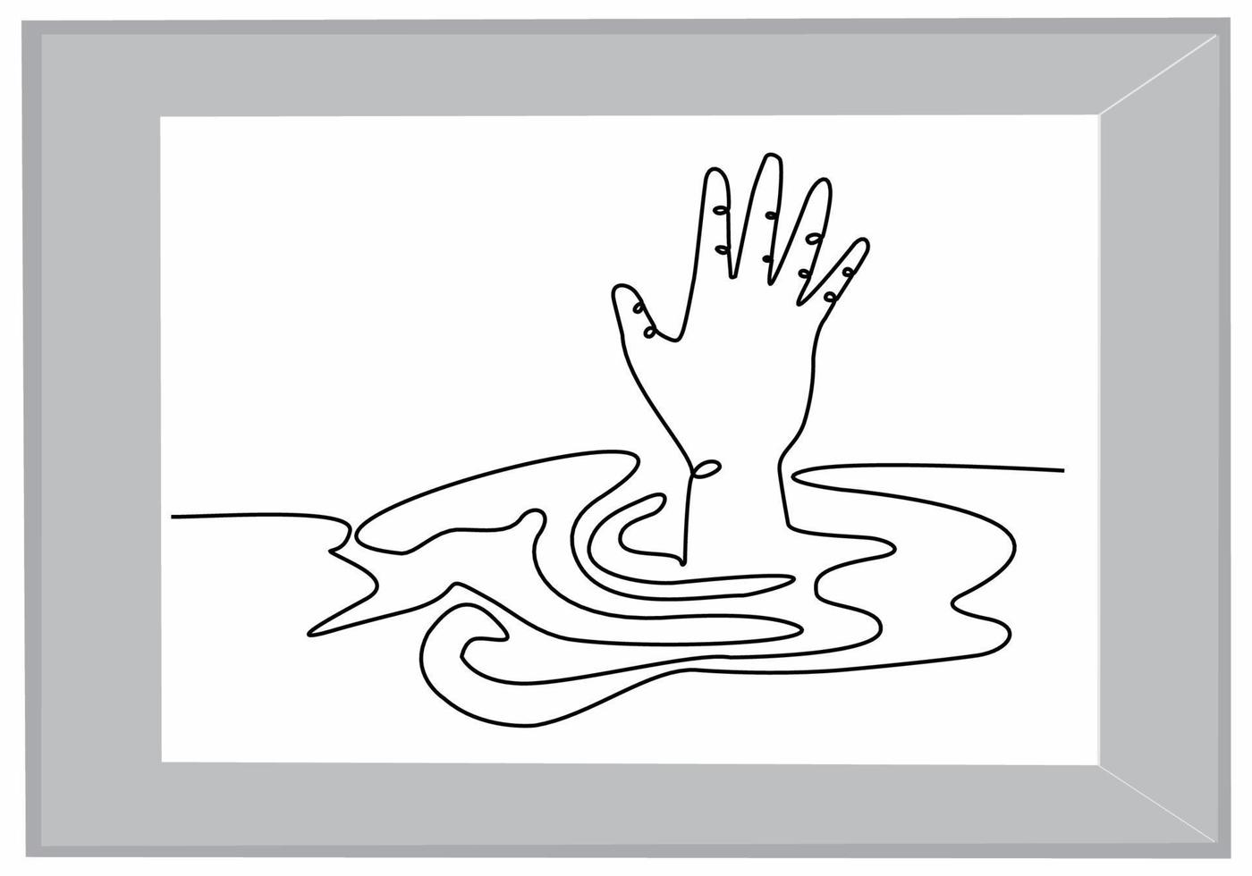 continuous line of hands asking for help vector
