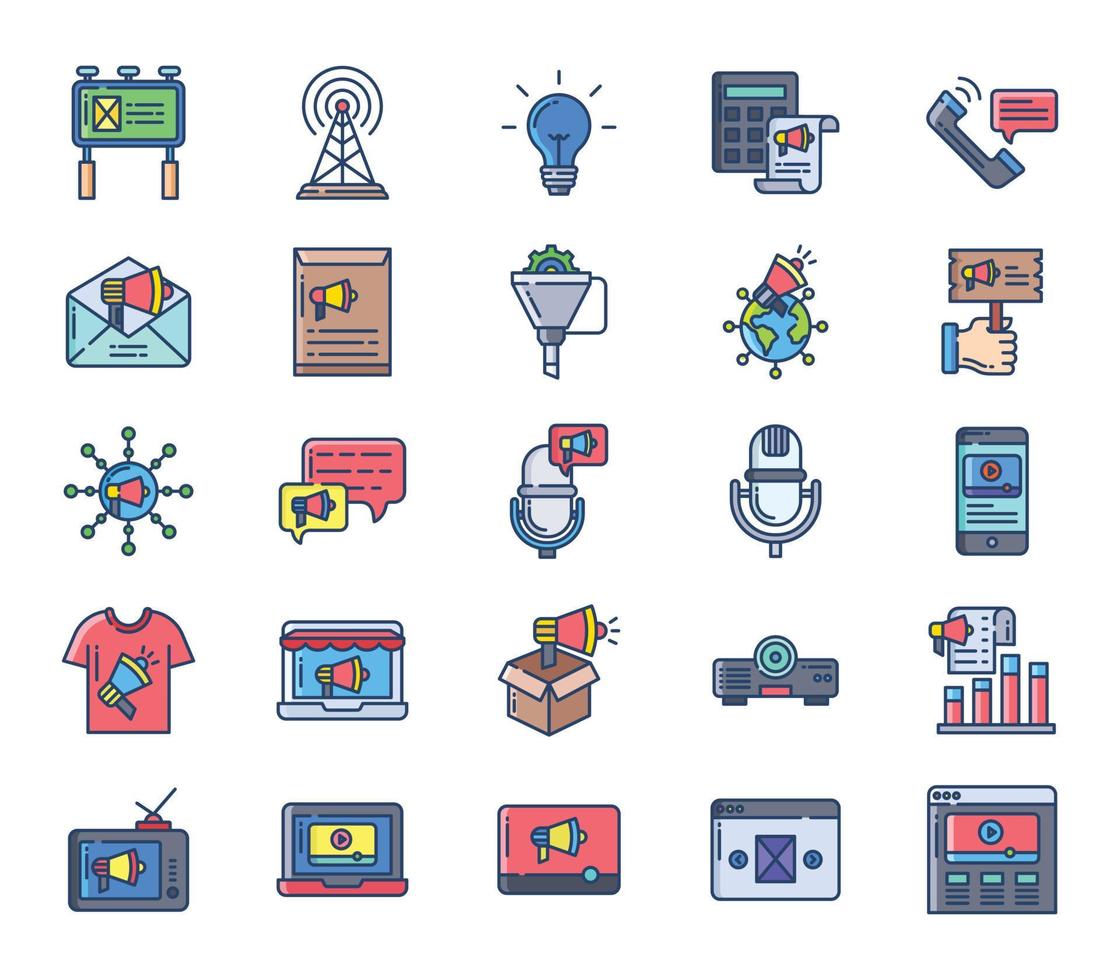 Advertising and promotion icon set vector