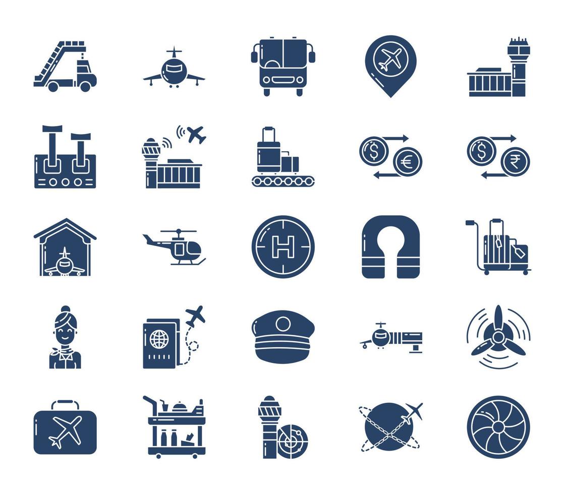 Aviation and airport icon set vector