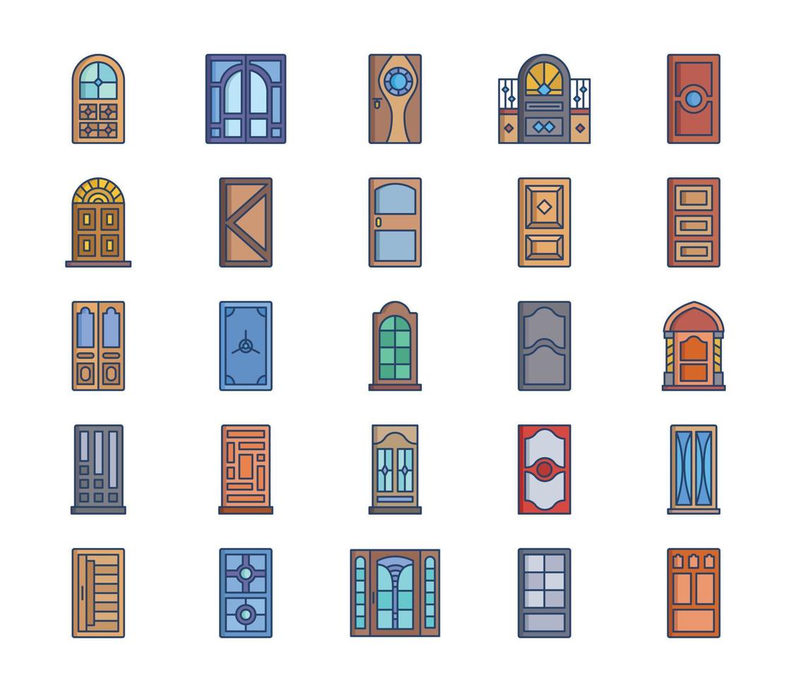 conjunto de iconos de puerta vector