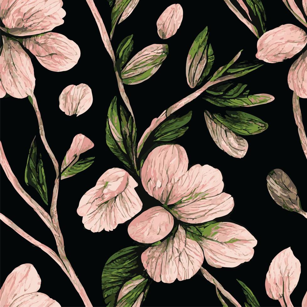 rosa flor floral detallado de patrones sin fisuras vector