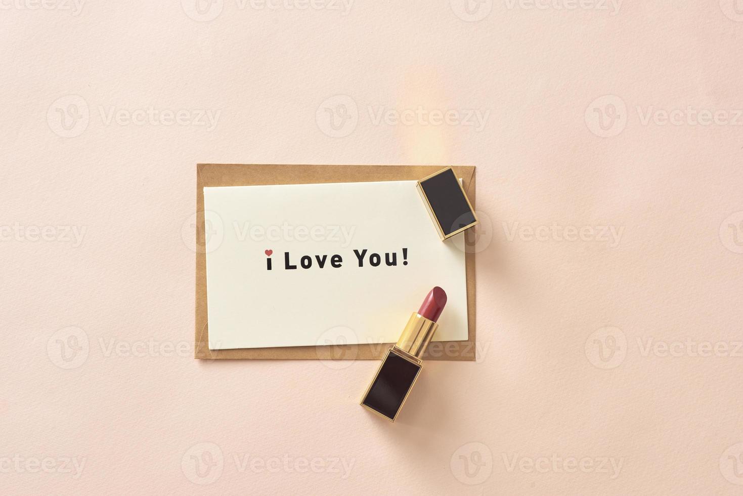 Love valentine together happy affection concept with lipstick photo
