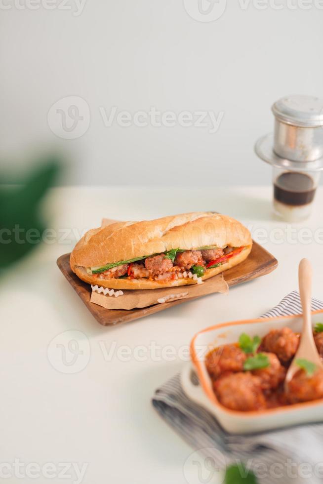 Vietnam bread from meat ball, this is popular eating and special culture in Viet Nam cuisine photo