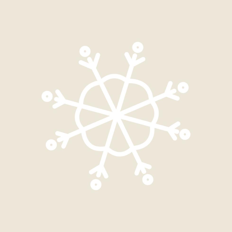 copo de nieve sobre un fondo beige, ilustración en estilo plano vector