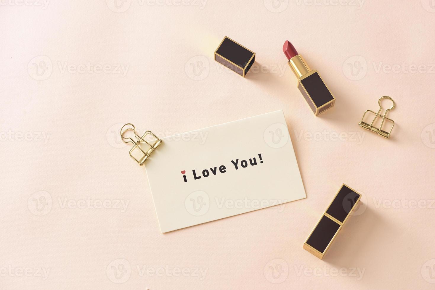 Happy Valentine's Day concept. Beautiful luxury modern high end red bold lipstick photo