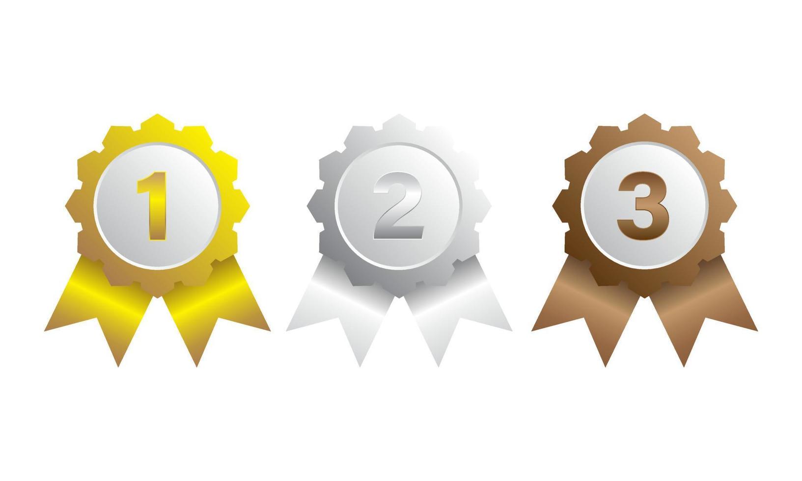 Champion medals with ribbon. Banner. Winner award competition, prize medal and banner for text. Award medals isolated on transparent background. Vector illustration of winner concept