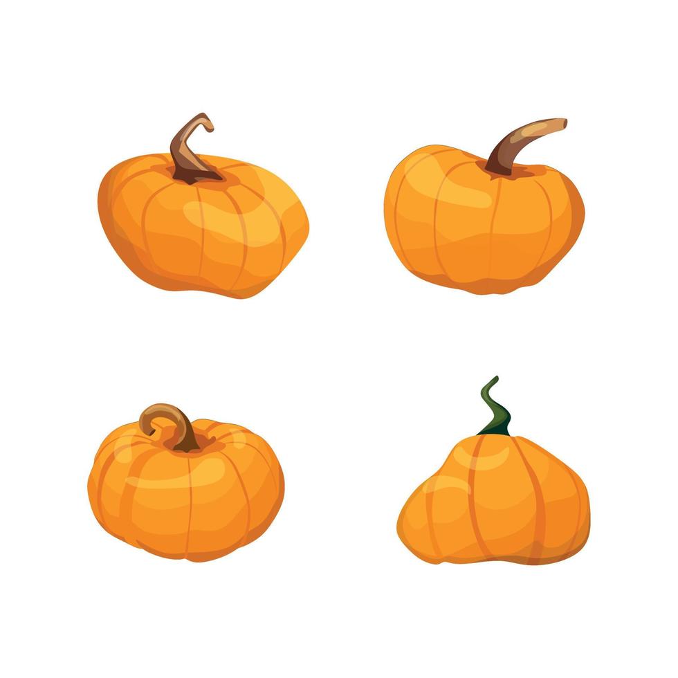 A set of vector pumpkins in a cartoon style for Halloween.