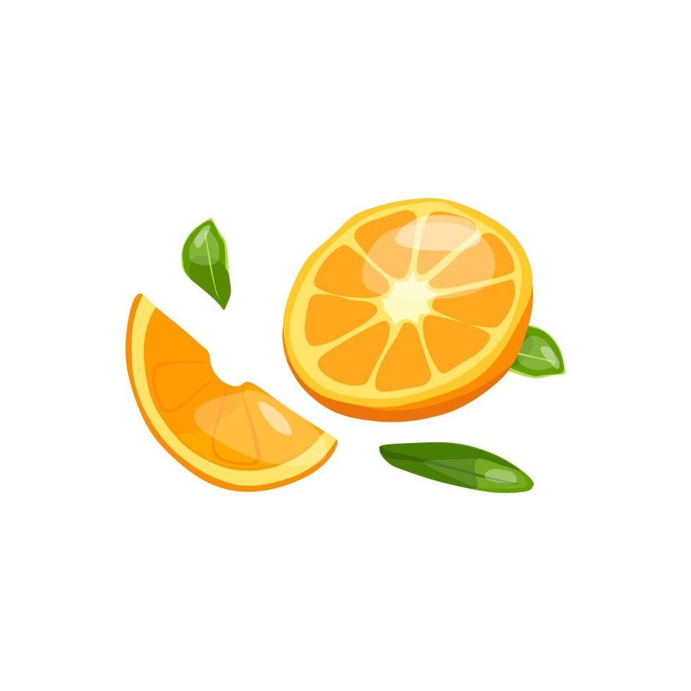 ilustración vectorial de una naranja cortada. fuente de vitamina c vector