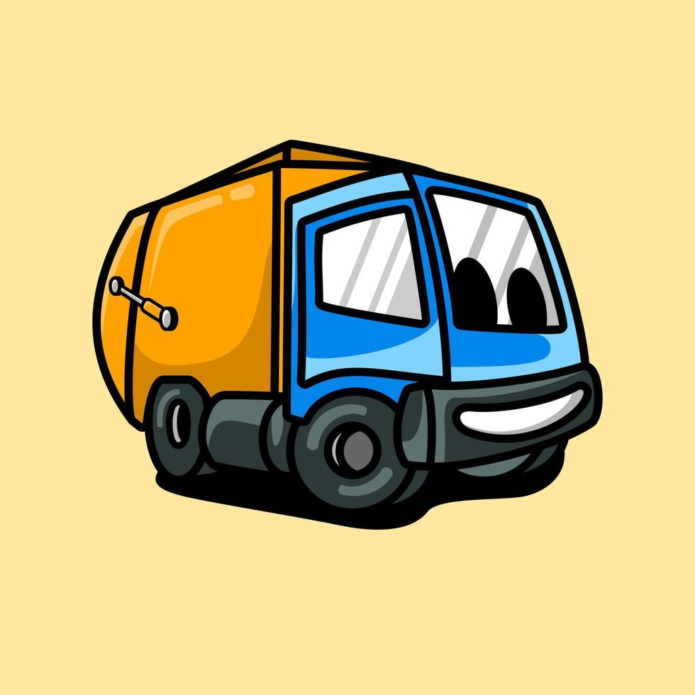 Truck smiling cartoon mascot, flat design style vector