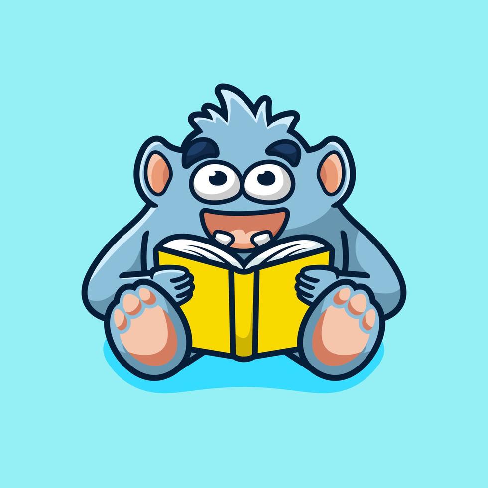 Cute monster Reading book, flat design style vector