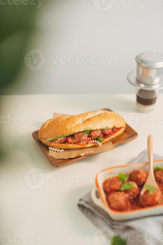 Vietnam bread from meat ball, this is popular eating and special culture in Viet Nam cuisine photo