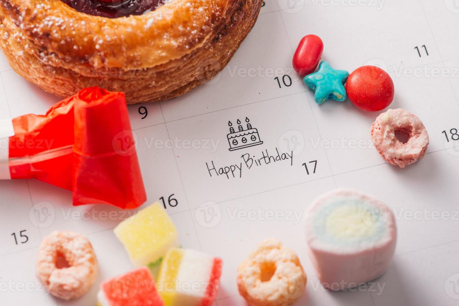 writing cake on calendar happy birthday photo