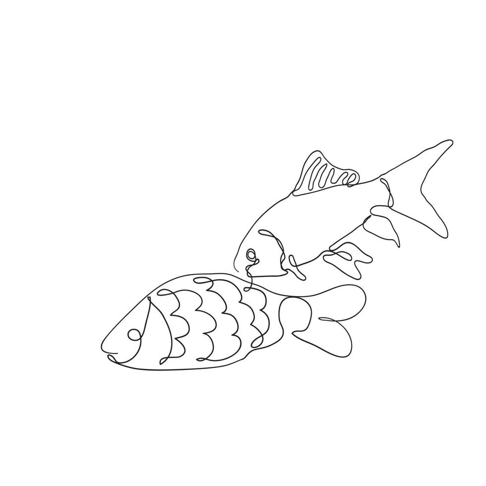 vector de ilustración de pescado de dibujo de línea continua