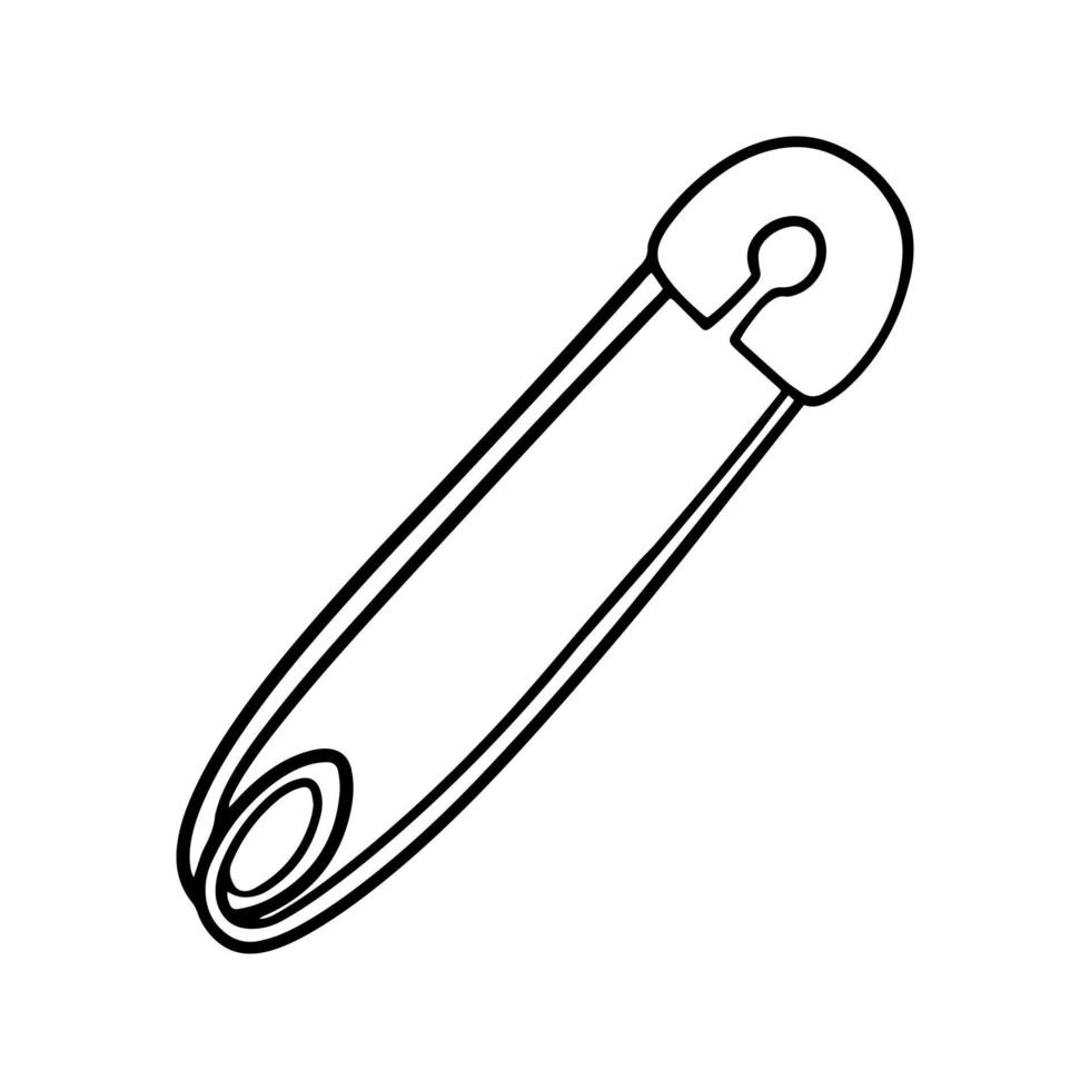 Monochrome image, Closed safety pin, vector illustration in cartoon style on a white background