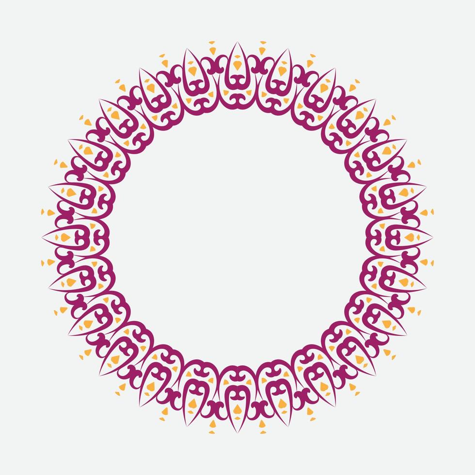 round linear narrow and wide frame in abstract oriental motif. Traditional elegant floral eastern ornament to decorate and design greeting card, certificate, wedding invitation, social media design vector