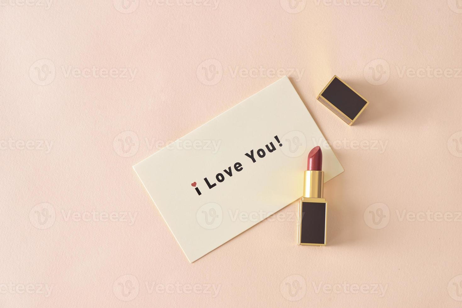 Happy Valentine's Day concept. Beautiful luxury modern high end red bold lipstick photo