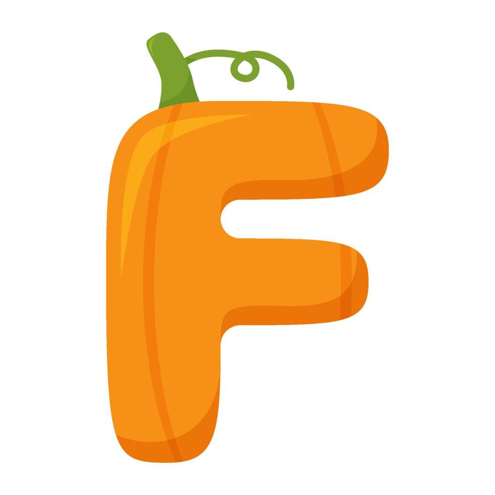 Letter F Pumpkin, vector illustration