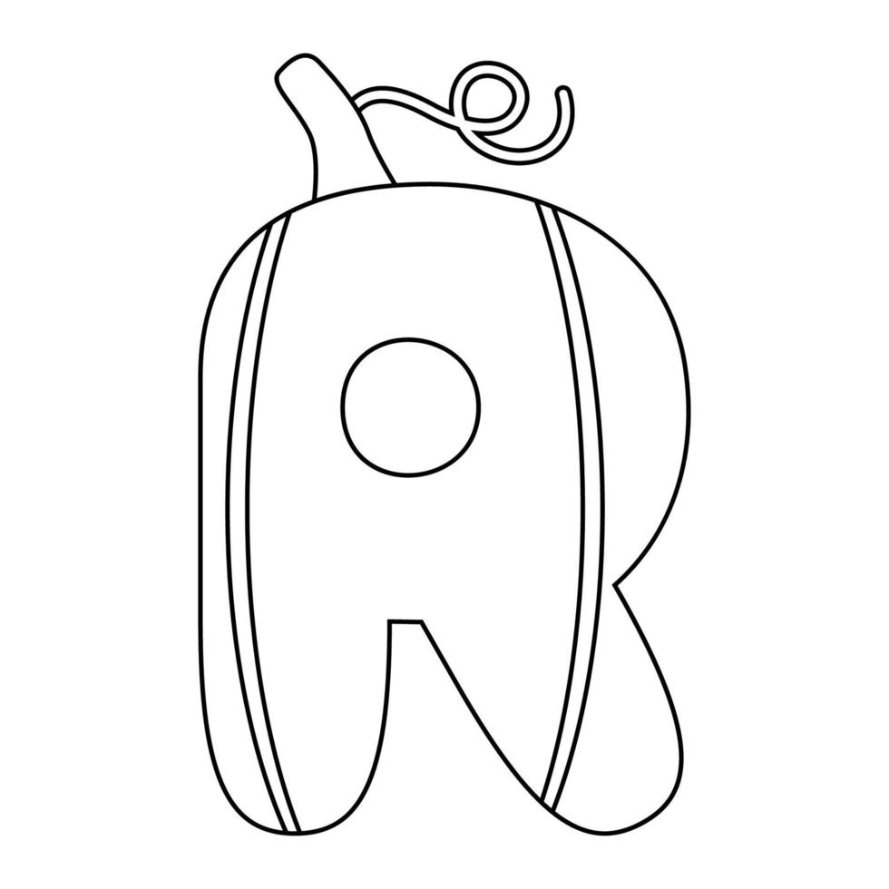 Coloring page with Letter R for kids vector