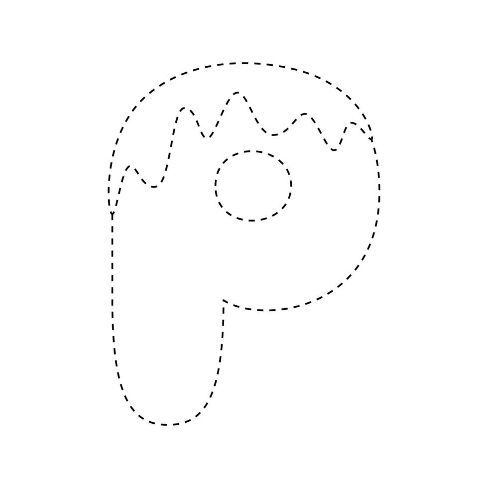 Letter P tracing worksheet for kids vector