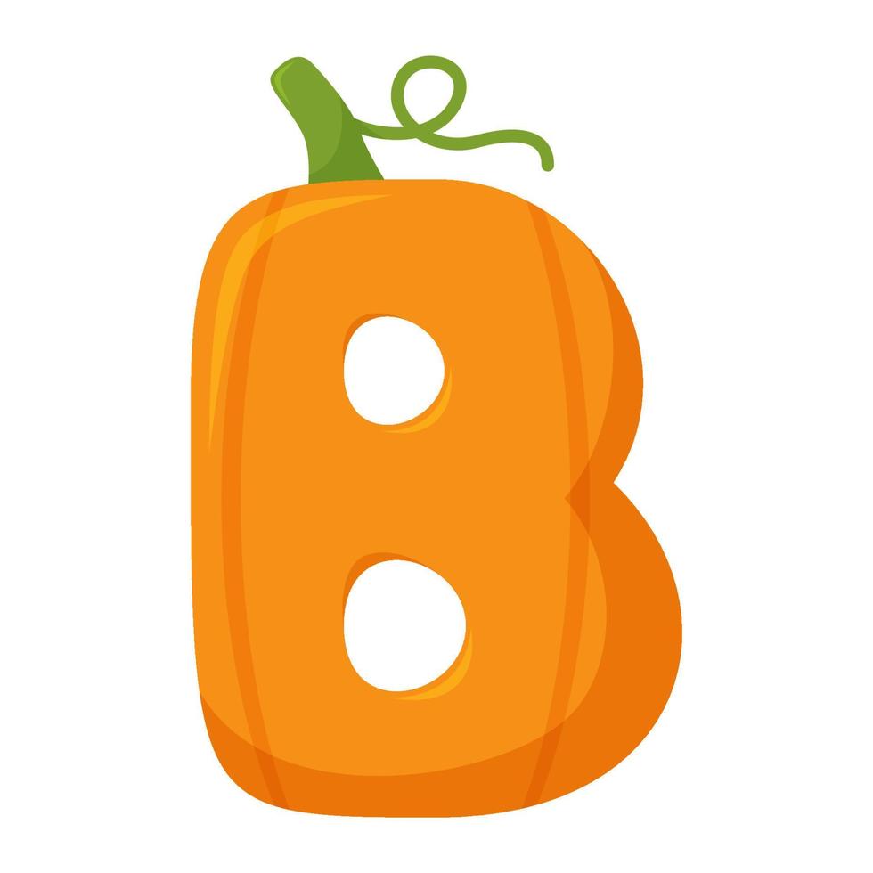 Letter B Pumpkin, vector illustration