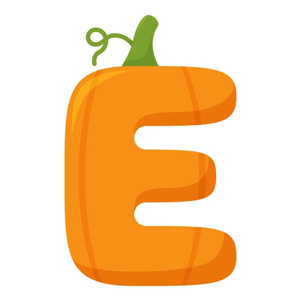 Letter E Pumpkin, vector illustration