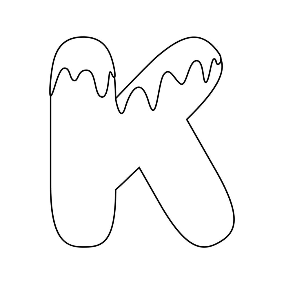 Coloring page with Letter K for kids vector