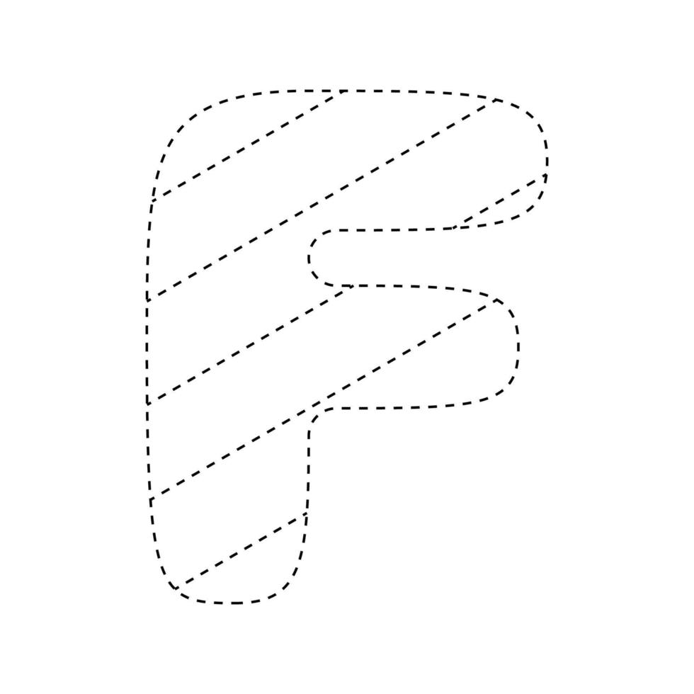Letter F tracing worksheet for kids vector