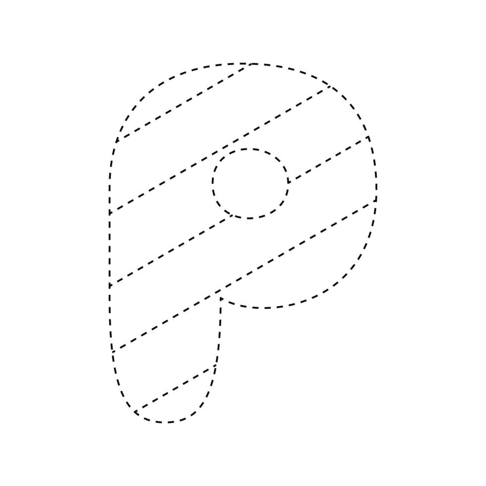 Letter P tracing worksheet for kids vector