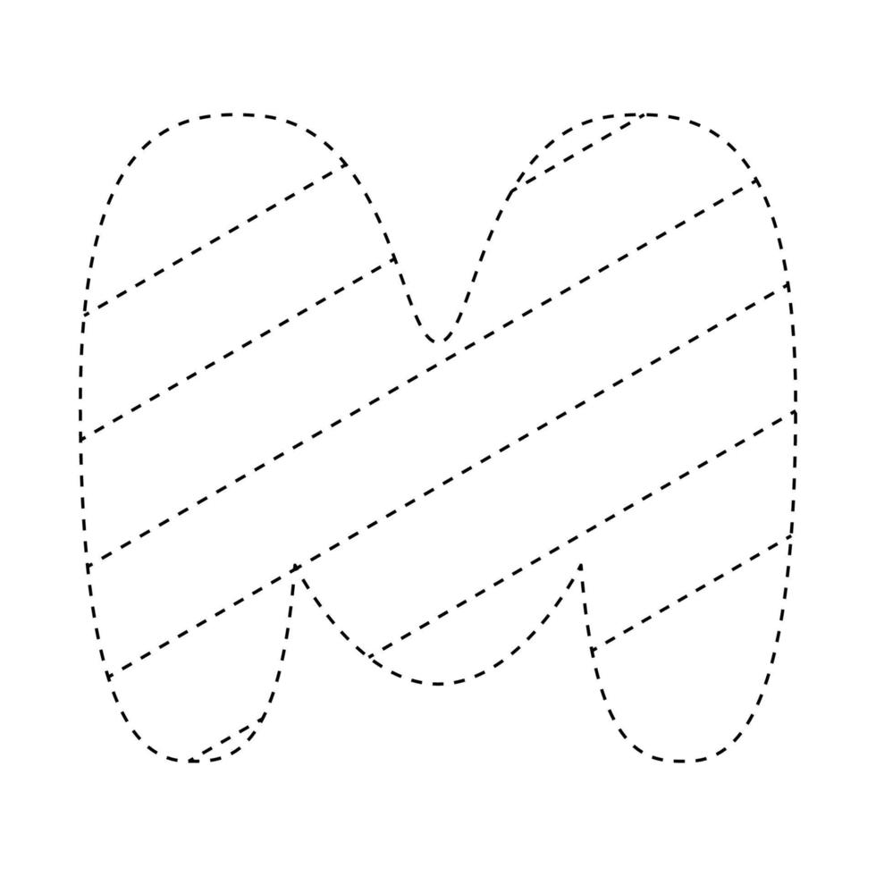 Letter M tracing worksheet for kids vector