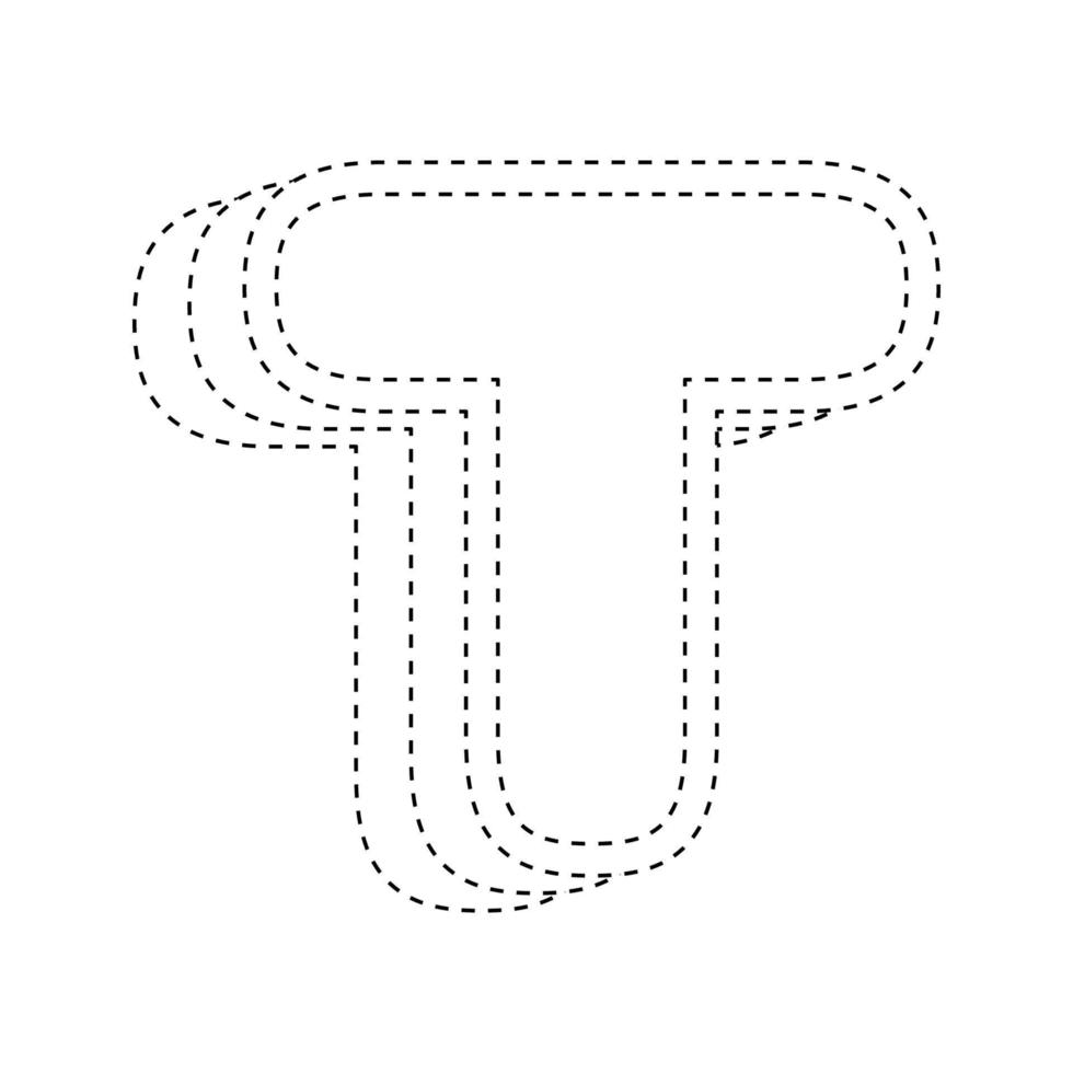 Letter T tracing worksheet for kids vector