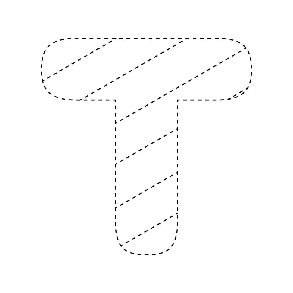 Letter T tracing worksheet for kids vector