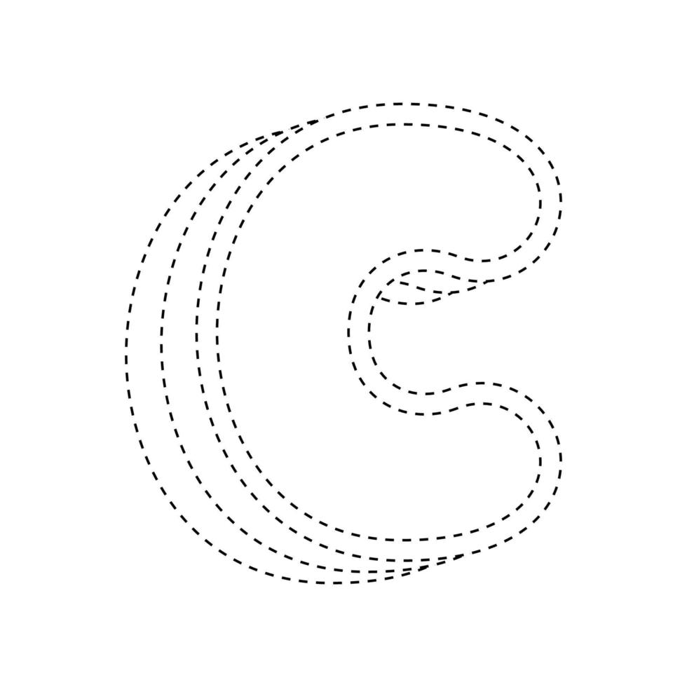 Letter C tracing worksheet for kids vector