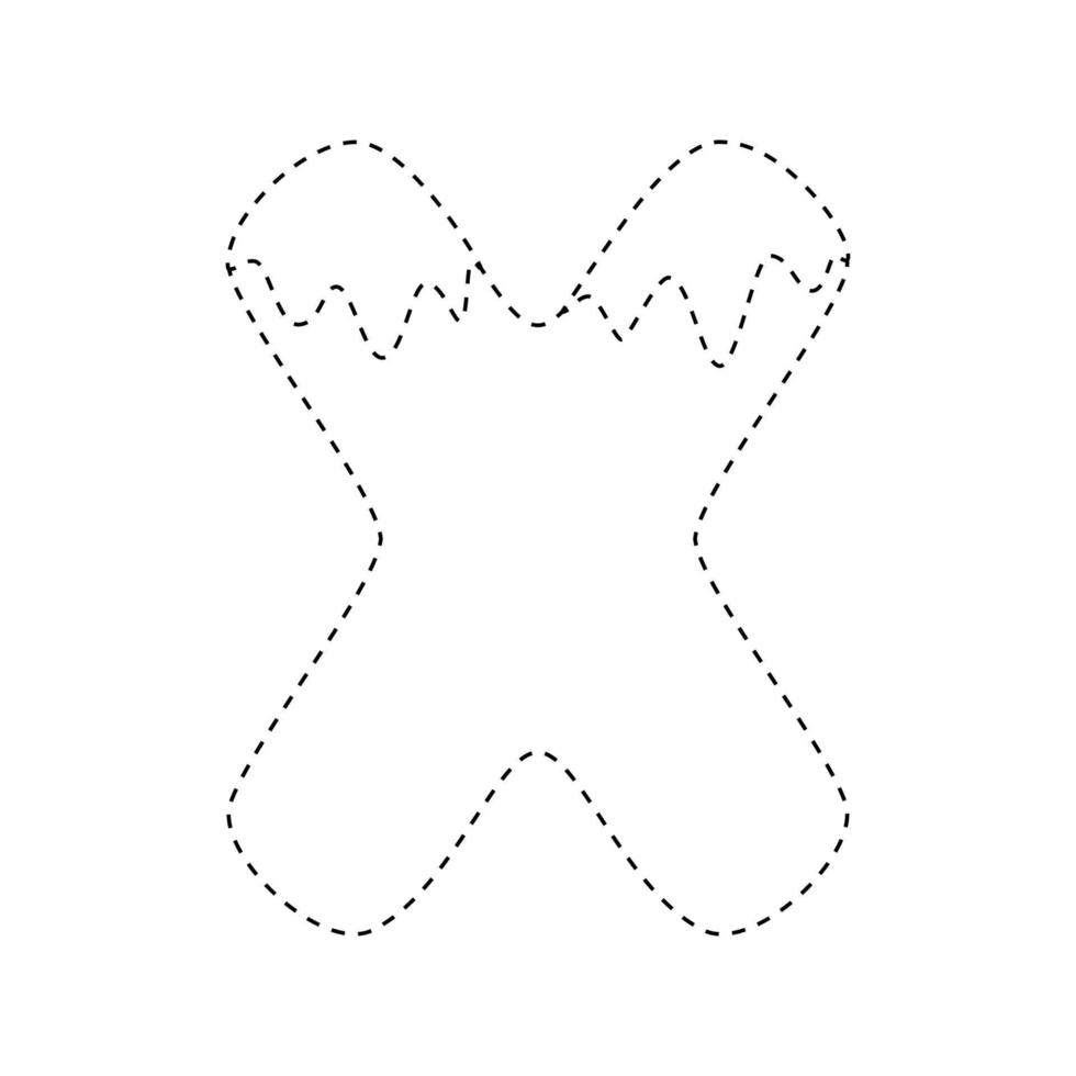 Letter X tracing worksheet for kids vector