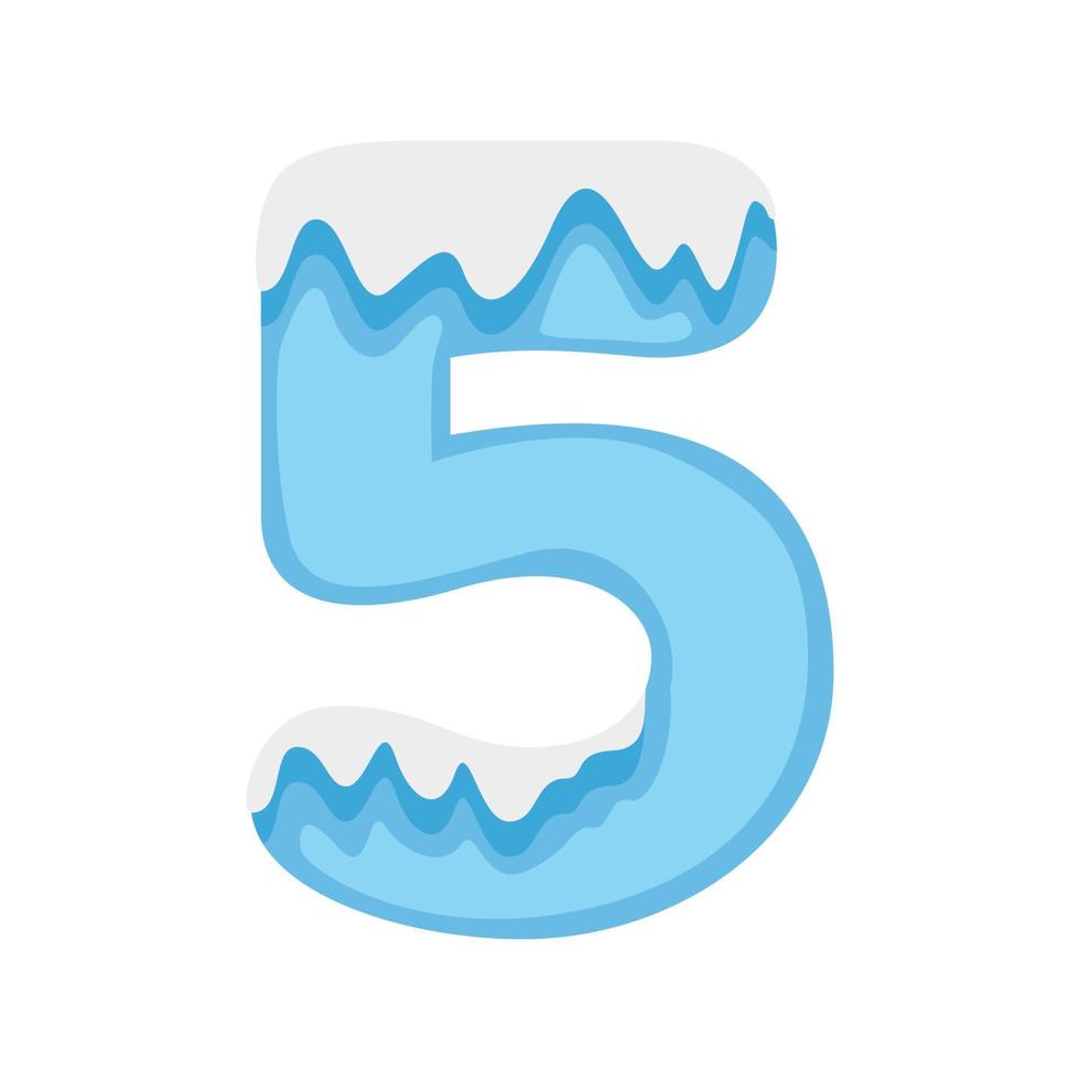 Number 5 Snow, vector illustration