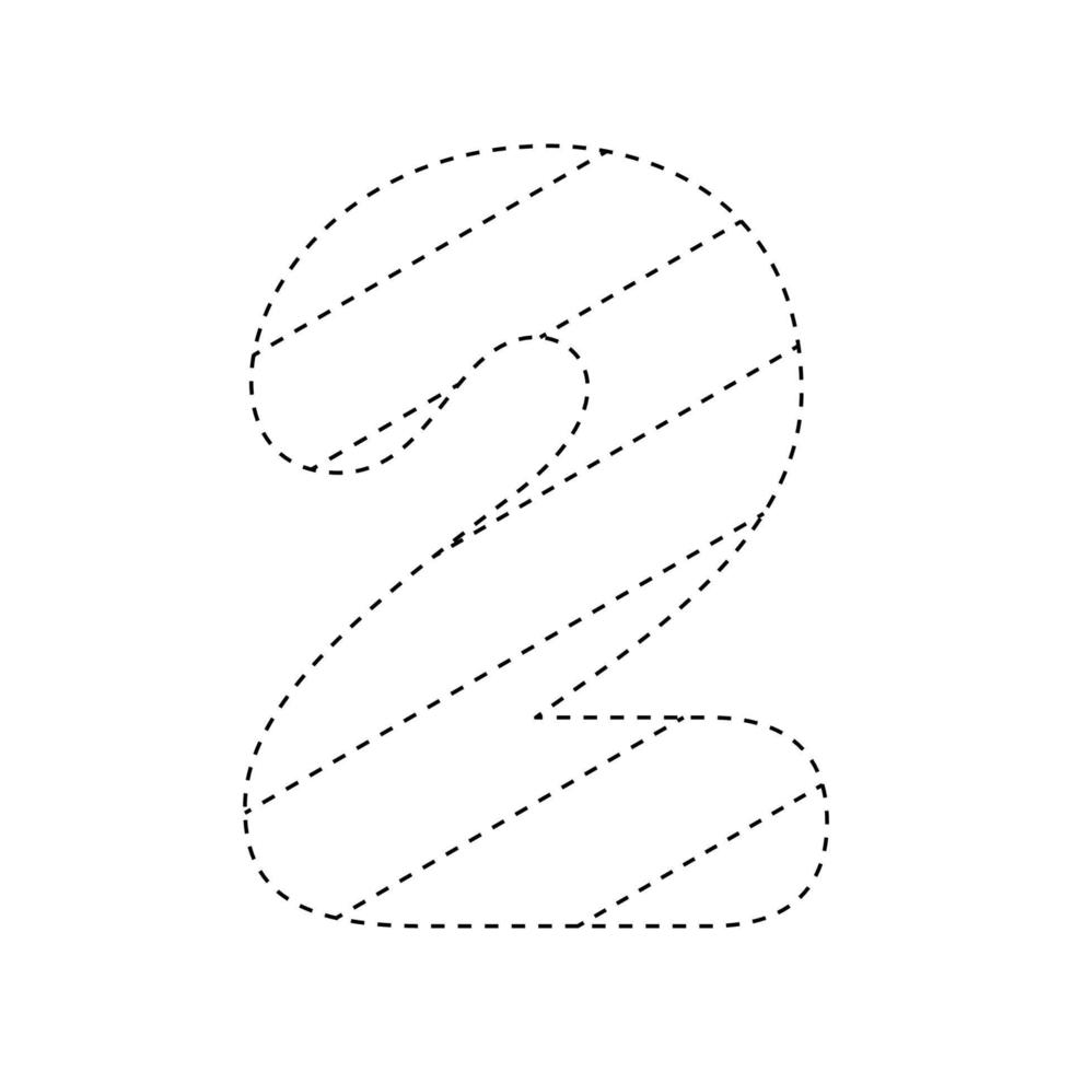 Number 2 tracing worksheet for kids vector