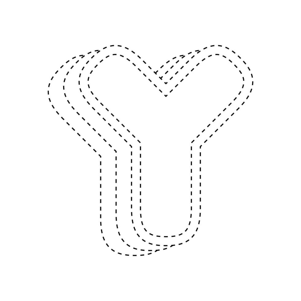 Letter Y tracing worksheet for kids vector