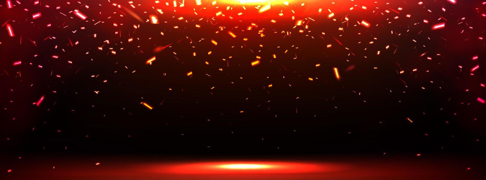 Burst effect with falling fire sparks vector