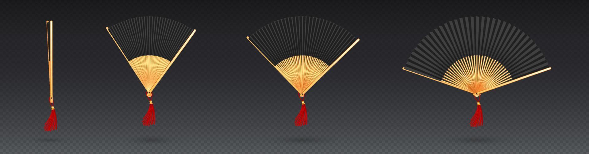 Chinese hand fan isolated handheld souvenir mockup vector