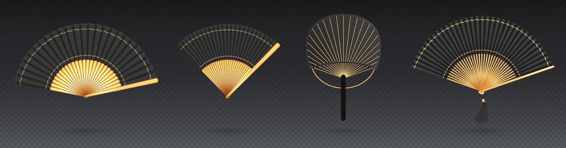 Chinese and japanese hand fans vector
