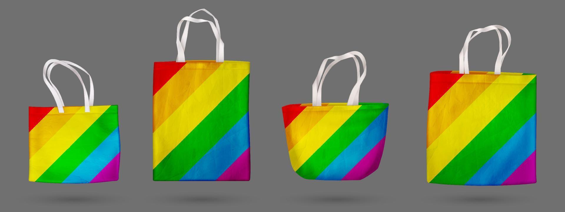 Canvas or tote bags with rainbow print, totebag vector