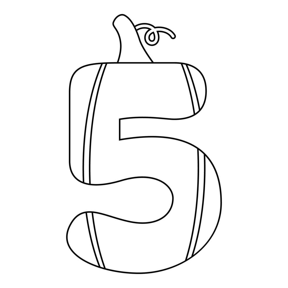 Coloring page with Number 5 for kids vector