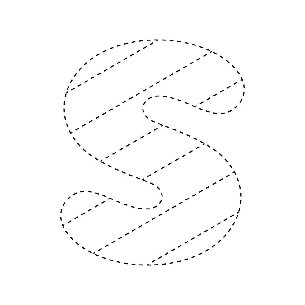 Letter S tracing worksheet for kids vector