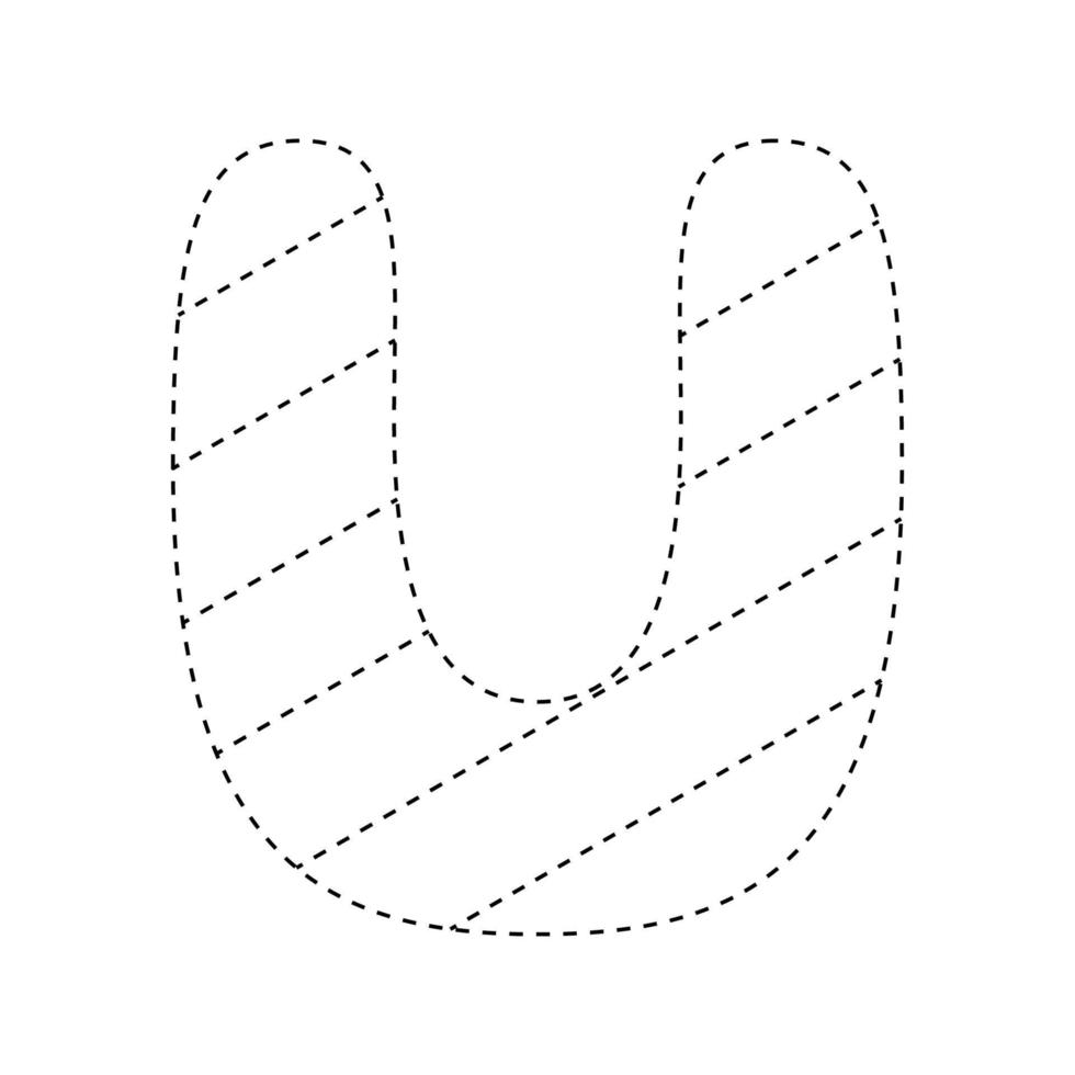 Letter U tracing worksheet for kids vector