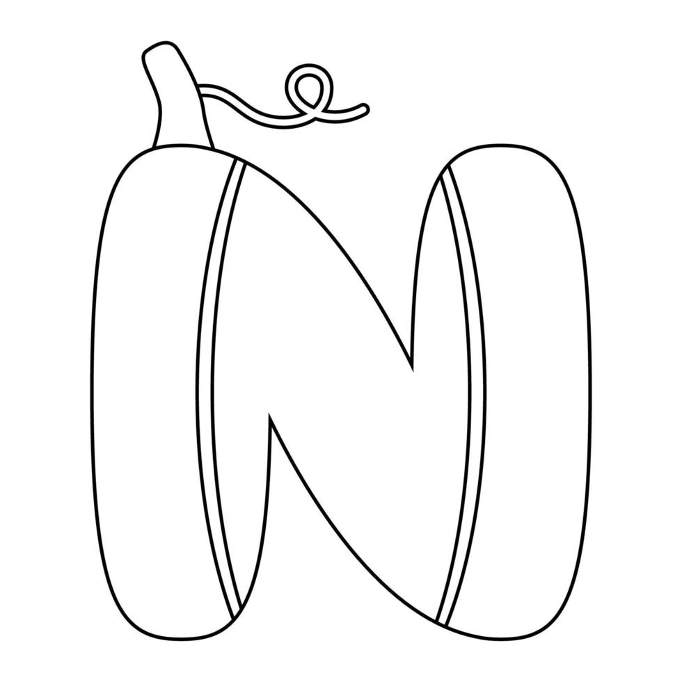 Coloring page with Letter N for kids vector