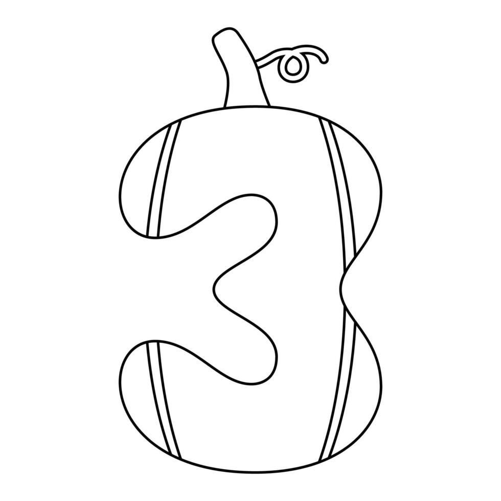 Coloring page with Number 3 for kids vector