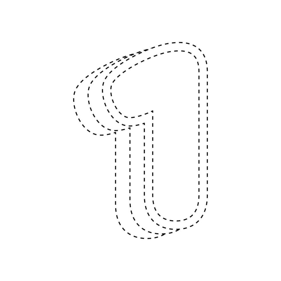Number 1 tracing worksheet for kids vector