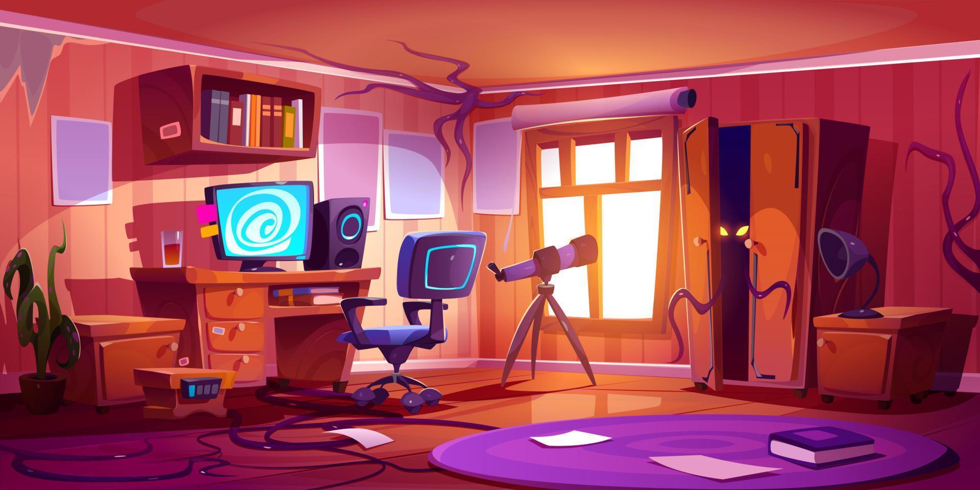 Free Vector  Cartoon gamer room illustration