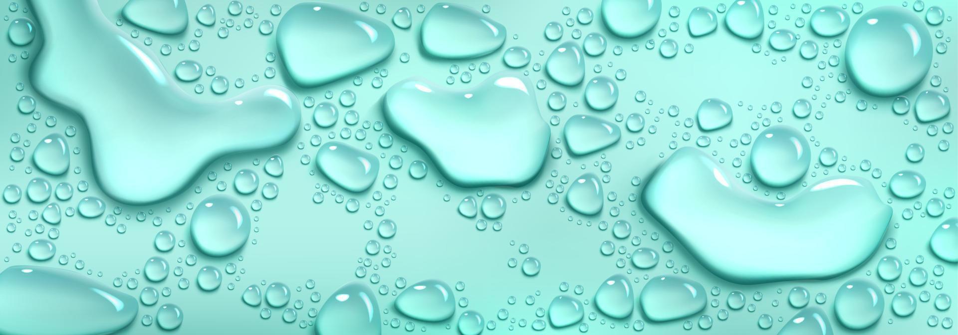 Water drops, spill puddles, aqua liquid splashes vector