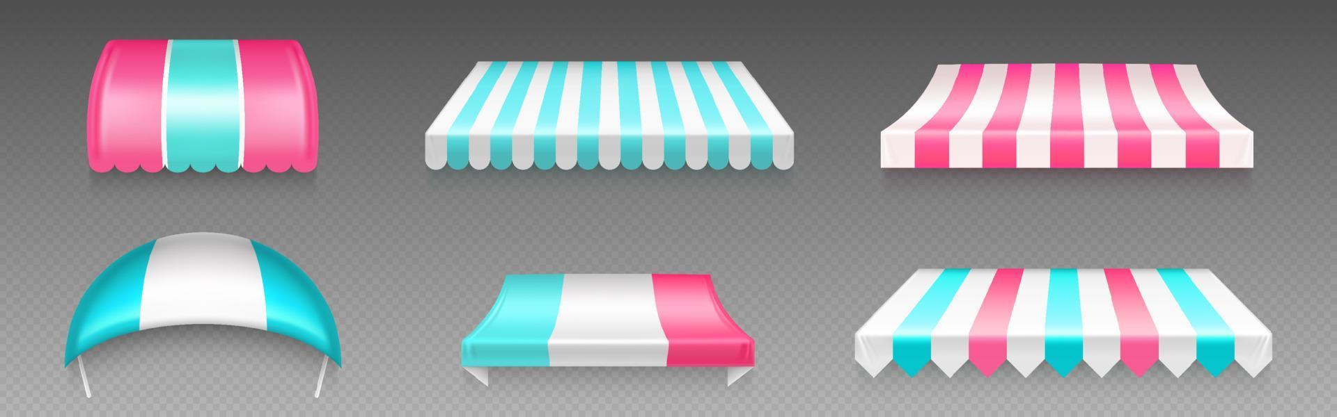 Shop, cafe or market canopy, striped awning vector